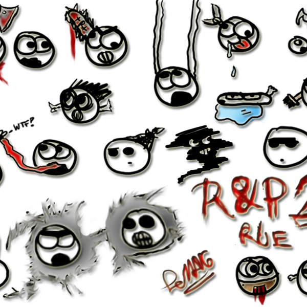 When I was a kid I used to draw all the time and in particular I had two very basic characters called Roro and Popo which featured into all sorts of dumb comedic strips I’d draw in my notebook. R&P2RUE is the internet sequel made with my first tablet which features some of the “”best”” strips from the paper drawings mixed with new ones. It's kid humor so not very deep but it was formative okay!