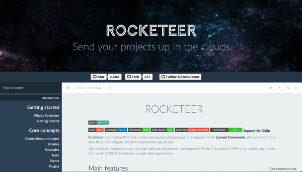 The official website for the Rocketeer package and its documentation