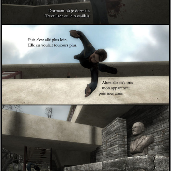 An extension of the Today is Sunday series of dark scenes you can find in Visuals, two comics were made around individual stories